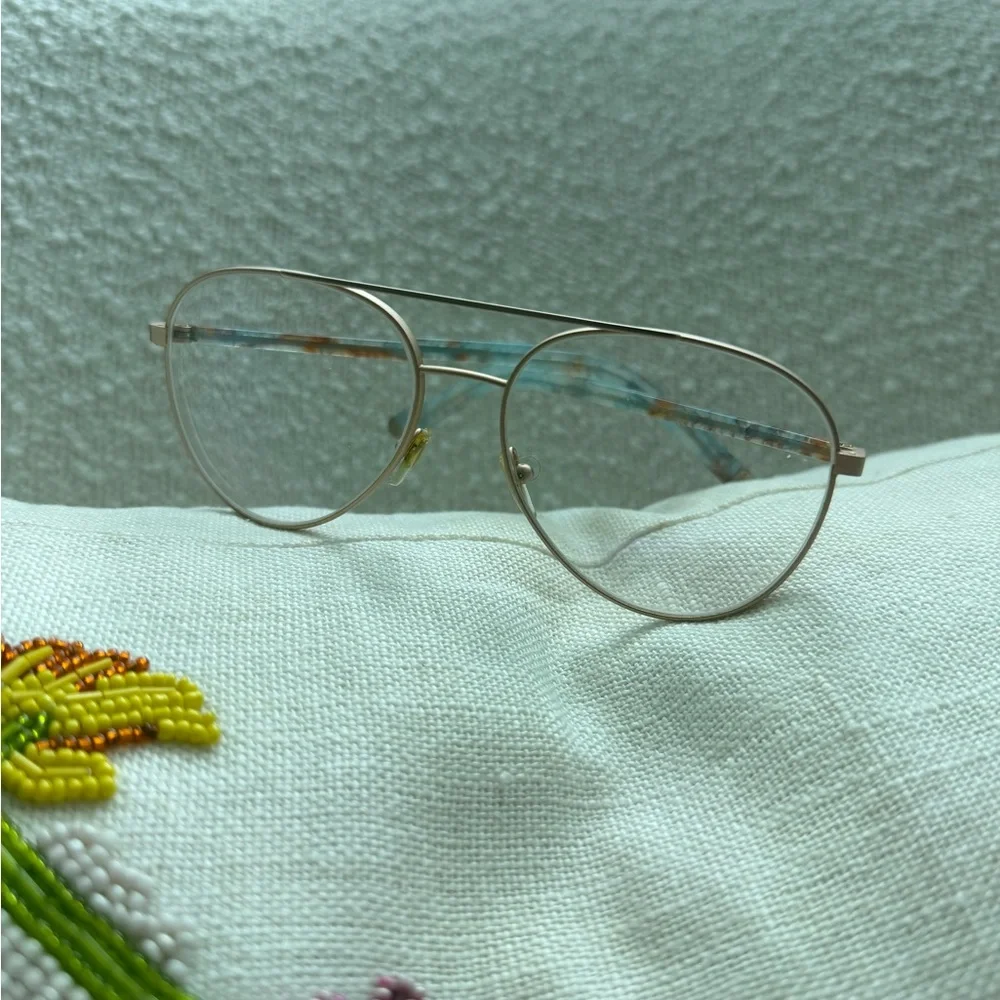 Retrosuperfuture Women's Gold Aviator Glasses with Clear Lenses